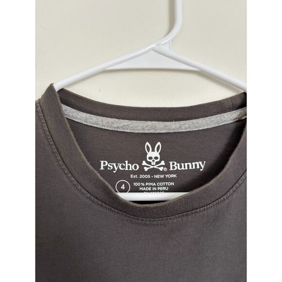 Dark Grey Men's Psycho Bunny Pima Cotton T-Shirt 4/S - Picture 5 of 6